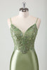 Load image into Gallery viewer, Sage Mermaid Spaghetti Straps Long Prom Dress With Sequins