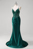 Load image into Gallery viewer, Dark Green Mermaid Pleated Sequin Corset Long Prom Dress With Lace Up Back