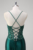 Load image into Gallery viewer, Dark Green Mermaid Pleated Sequin Corset Long Prom Dress With Lace Up Back