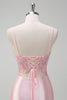 Load image into Gallery viewer, Sequins Light Pink Mermaid Ruched Corset Prom Dress with Slit