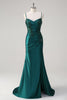 Load image into Gallery viewer, Dark Green Mermaid Spaghetti Straps Prom Dress