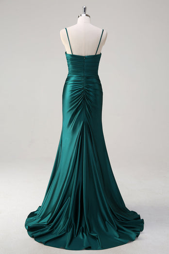 Dark Green Mermaid Spaghetti Straps Prom Dress