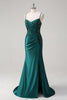 Load image into Gallery viewer, Dark Green Mermaid Spaghetti Straps Prom Dress