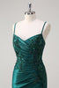 Load image into Gallery viewer, Dark Green Mermaid Spaghetti Straps Prom Dress