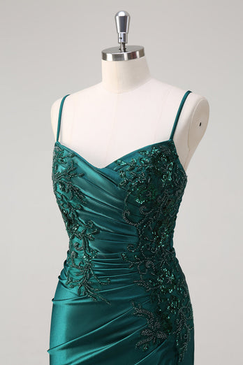 Dark Green Mermaid Spaghetti Straps Prom Dress