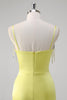 Load image into Gallery viewer, Yellow Mermaid Corset Spaghetti Straps Long Prom Dress With Slit