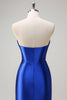 Load image into Gallery viewer, Royal Blue Mermaid Strapless Corset Sequin Ruched Long Prom Dress with Slit