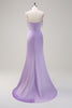 Load image into Gallery viewer, Lilac Mermaid Spaghetti Straps Ruched Corset Long Prom Dress With Beading