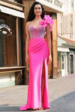 Lilac Mermaid Beaded Corset One Shoulder Long Prom Dress