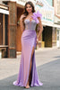 Load image into Gallery viewer, Lilac Mermaid Beaded Corset One Shoulder Long Prom Dress