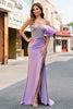 Load image into Gallery viewer, Lilac Mermaid Beaded Corset One Shoulder Long Prom Dress