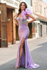 Load image into Gallery viewer, Lilac Mermaid Beaded Corset One Shoulder Long Prom Dress