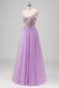 Load image into Gallery viewer, Glitter Beaded Lilac Floral Appliques Corset Prom Dress