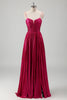 Load image into Gallery viewer, Fuchsia A Line Spaghetti Straps Corset Pleated Prom Dress with Lace Up Back