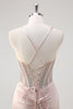 Load image into Gallery viewer, Blush Spaghetti Straps Mermaid Corset Beaded Long Prom Dress