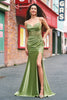 Load image into Gallery viewer, Green Mermaid Spaghetti Straps Pleated Corset Prom Dress