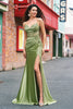 Load image into Gallery viewer, Mermaid Green Corset Spaghetti Straps Pleated Prom Dress