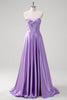 Load image into Gallery viewer, Purple A Line Sweetheart Corset Long Prom Dress