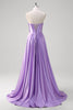 Load image into Gallery viewer, Purple A Line Sweetheart Corset Long Prom Dress