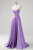 Load image into Gallery viewer, Purple A Line Sweetheart Corset Long Prom Dress