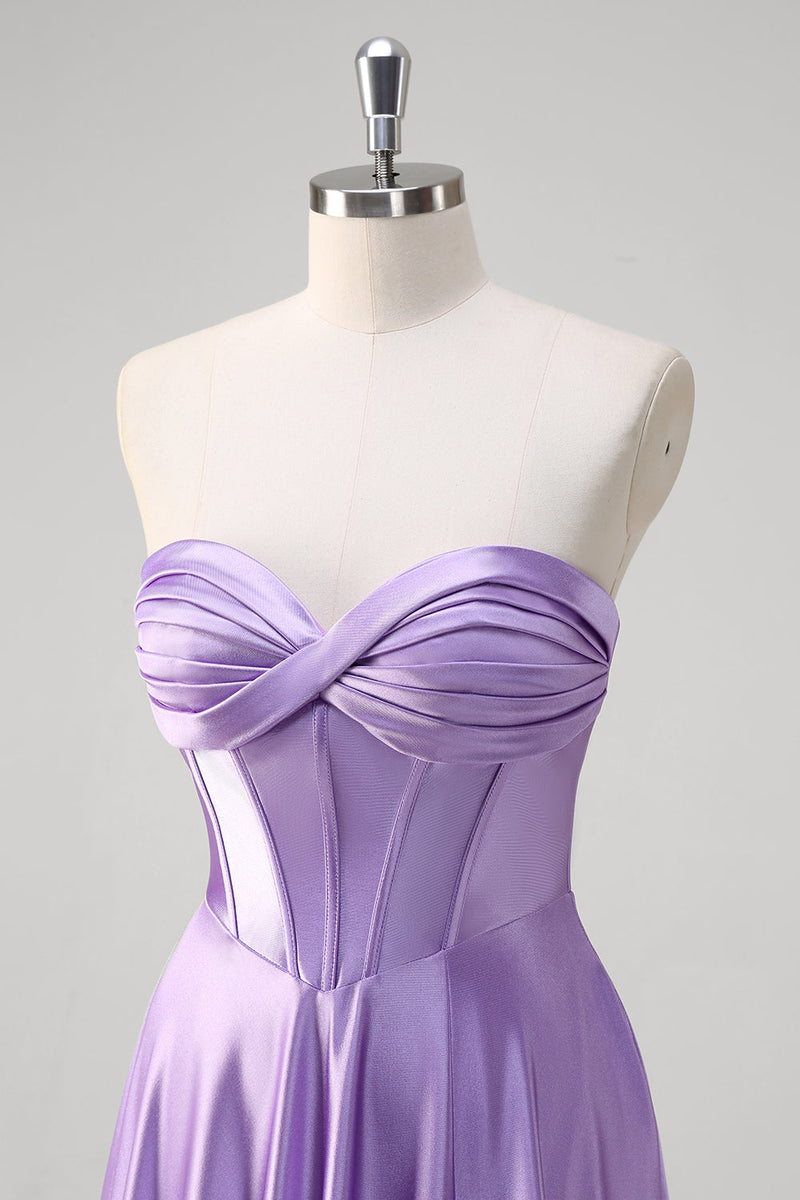 Load image into Gallery viewer, Purple A Line Sweetheart Corset Long Prom Dress