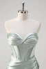 Load image into Gallery viewer, Matcha Mermaid Sweetheart Satin Ruched Long Corset Prom Dress with Slit