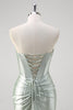 Load image into Gallery viewer, Matcha Mermaid Sweetheart Satin Ruched Long Corset Prom Dress with Slit