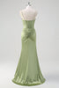 Load image into Gallery viewer, Green Mermaid Spaghetti Straps Corset Long Beaded Prom Dress With Slit