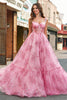 Load image into Gallery viewer, Blush Floral A Line Spaghetti Straps Pleated Corset Prom Dress