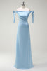 Load image into Gallery viewer, Sky Blue A Line Off The Shoulder Long Bridesmaid Dress