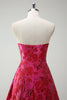 Load image into Gallery viewer, Fuchsia Floral Strapless A-Line Long Prom Dress