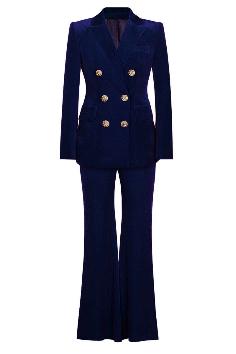 Load image into Gallery viewer, Navy Double Breasted Fitted 2 Piece Women&#39;s Suit