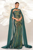 Load image into Gallery viewer, Green Sparkly Sequined Mermaid Evening Dress with Long Wrap