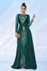 Load image into Gallery viewer, Green Sequins Printed Formal Dress with Long Sleeves