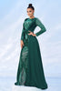 Load image into Gallery viewer, Green Sequins Printed Formal Dress with Long Sleeves