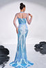 Load image into Gallery viewer, Ligth Blue Mermaid Printed Illusion Sleeves Prom Dress