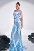 Load image into Gallery viewer, Ligth Blue Mermaid Printed Illusion Sleeves Prom Dress