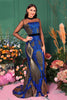 Load image into Gallery viewer, Ligth Blue Mermaid Printed Illusion Sleeves Prom Dress