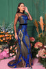 Load image into Gallery viewer, Ligth Blue Mermaid Printed Illusion Sleeves Prom Dress