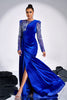 Load image into Gallery viewer, Royal Blue Beaded Mermaid Velvet Prom Dress