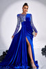 Load image into Gallery viewer, Royal Blue Beaded Mermaid Velvet Prom Dress