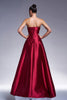 Load image into Gallery viewer, Burgundy A-Line Strapless Satin Prom Dress with Bow