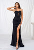 Load image into Gallery viewer, Black Mermaid Strapless Corset Keyhole Prom Dress with Slit