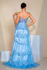 Load image into Gallery viewer, Sparkly Sequins Blue A Line Corset Prom Dress with Slit