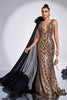 Load image into Gallery viewer, Coffee Leopard Printed Mermaid V-neck Long Prom Dress