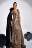 Load image into Gallery viewer, Coffee Leopard Printed Mermaid V-neck Long Prom Dress