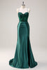 Load image into Gallery viewer, Dark Green Mermaid Halter Corset Long Prom Dress With Slit