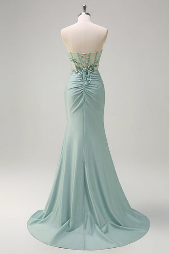 Purple Mermaid Spaghetti Straps Corset Sequin Long Prom Dress