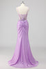 Load image into Gallery viewer, Purple Mermaid Spaghetti Straps Corset Sequin Long Prom Dress