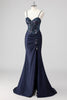 Load image into Gallery viewer, Purple Mermaid Spaghetti Straps Corset Sequin Long Prom Dress